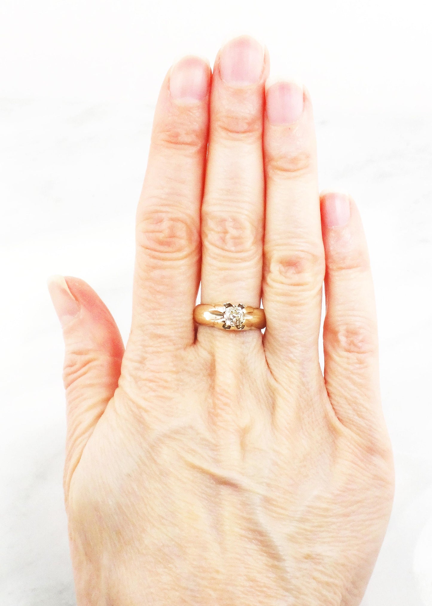 Vintage Diamond Engagement Ring Natural Old Mine Cut Diamond Ring .55 CT Antique Claw Set Diamond Solitaire Victorian Diamond Ring Belcher