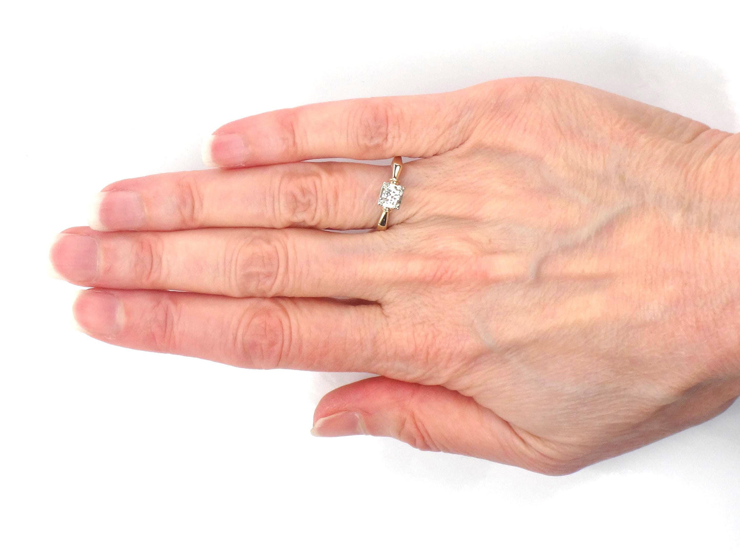 Vintage 14k Gold Diamond Solitaire Engagement Ring, .25 CT, 1950s, Size 6.25-BelmarJewelers