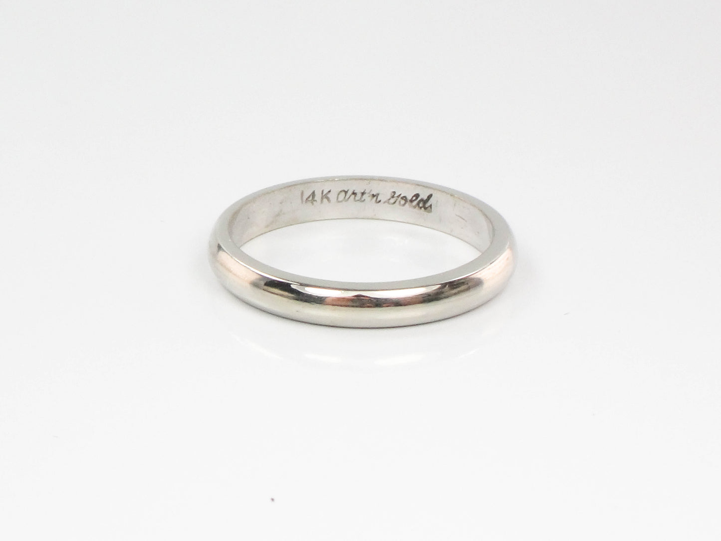 Vintage Plain 14k White Gold Wedding Band 2.7 MM Size 5 Stacking Ring