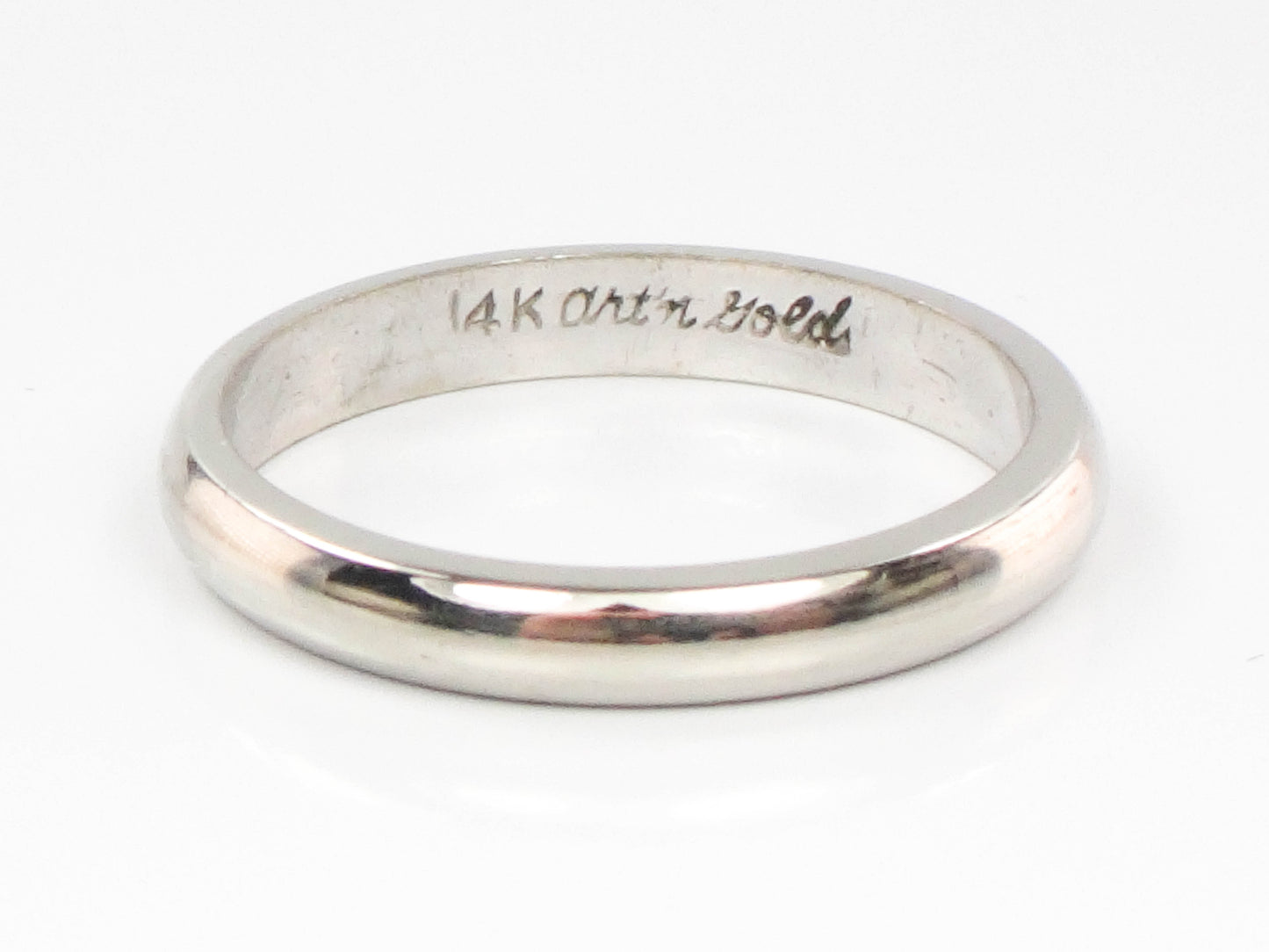 Vintage Plain 14k White Gold Wedding Band 2.7 MM Size 5 Stacking Ring