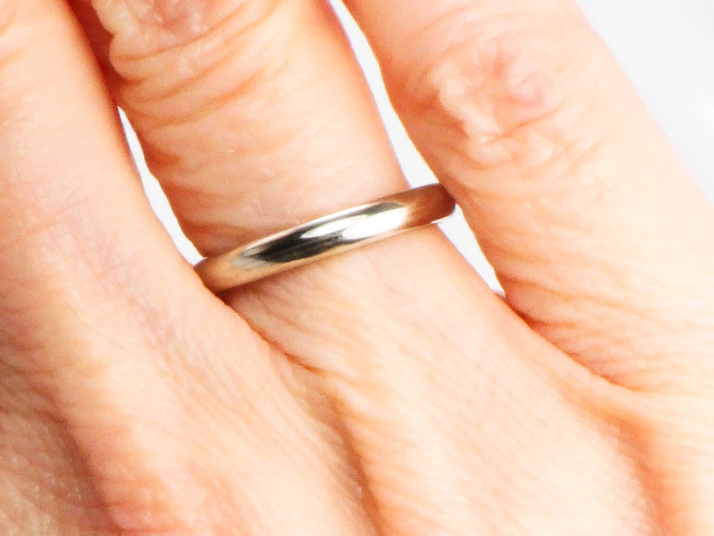 Vintage Plain 14k White Gold Wedding Band 2.7 MM Size 5 Stacking Ring