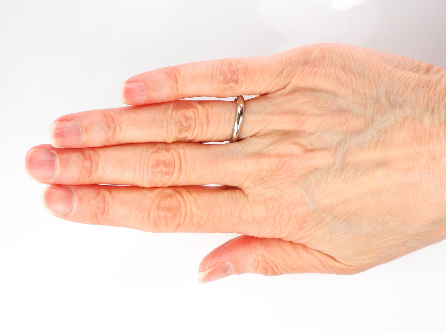 Vintage Plain 14k White Gold Wedding Band 2.7 MM Size 5 Stacking Ring