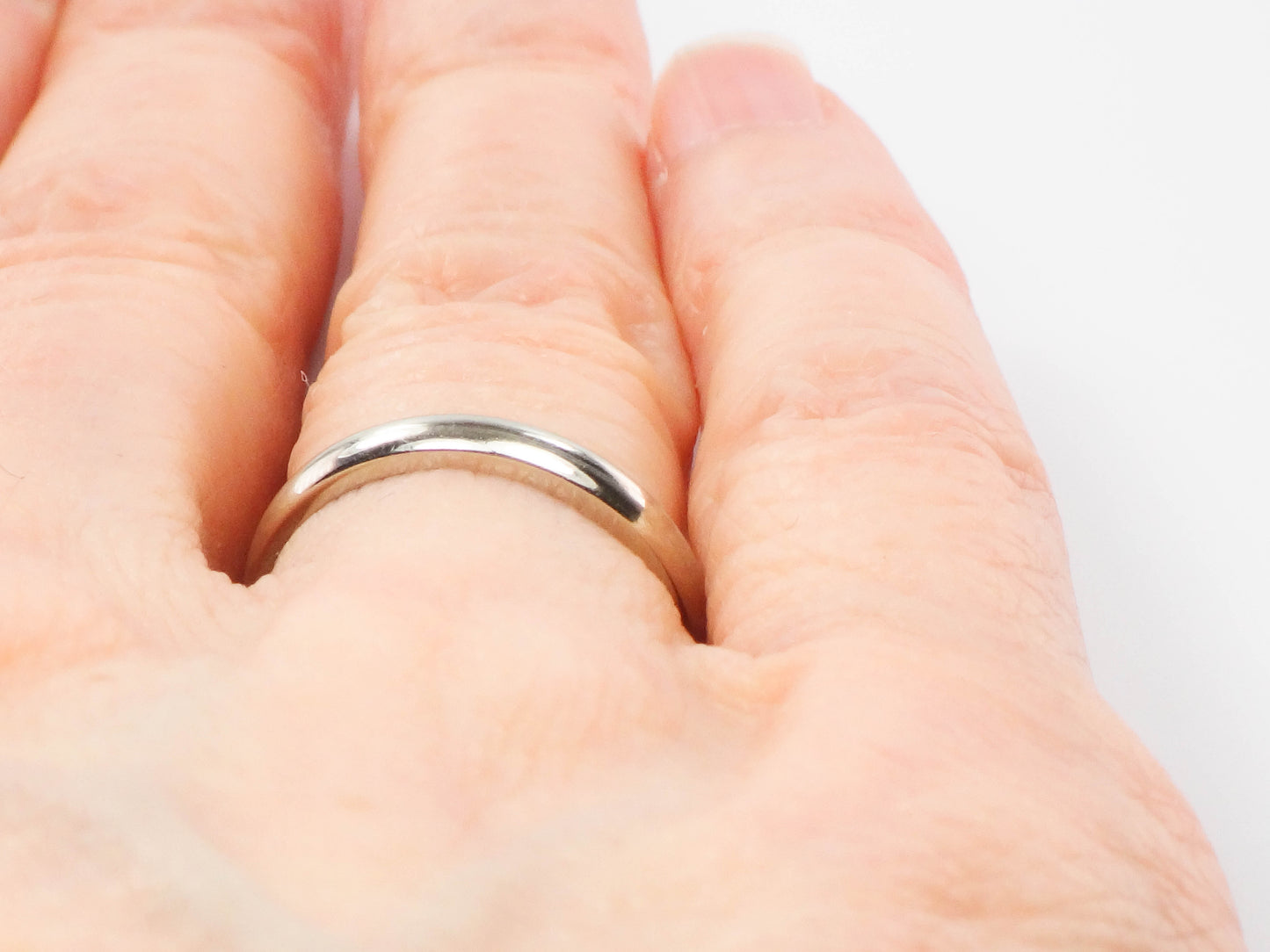 Vintage Plain 14k White Gold Wedding Band 2.7 MM Size 5 Stacking Ring