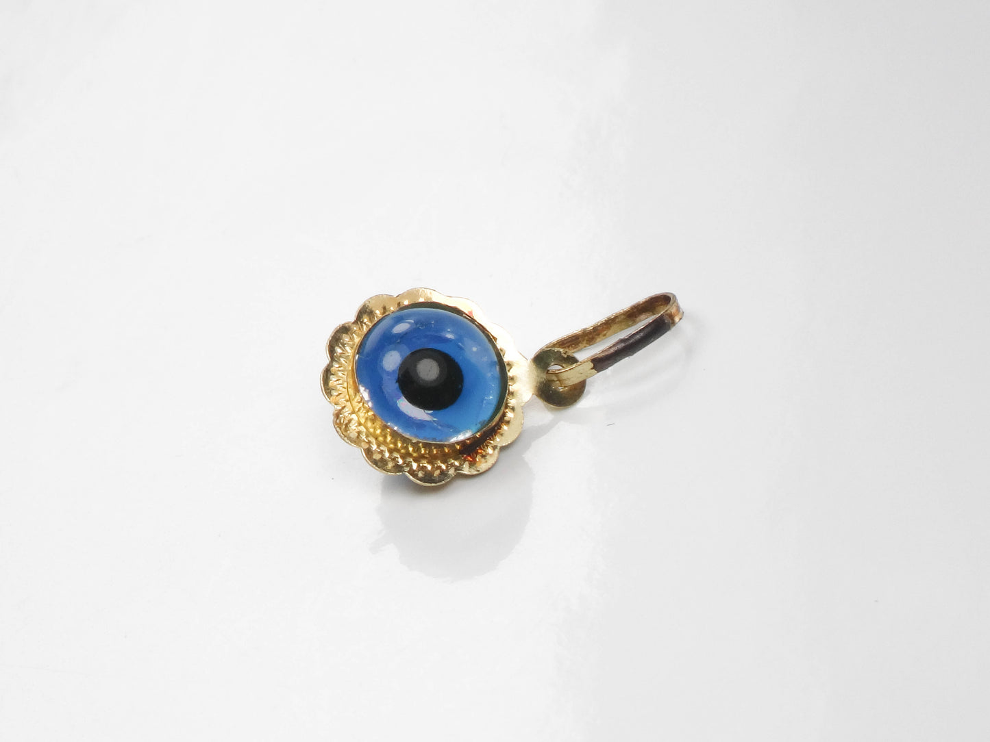 Vintage Petite 14k Yellow Gold  Eye Pendant Charm 8 MM
