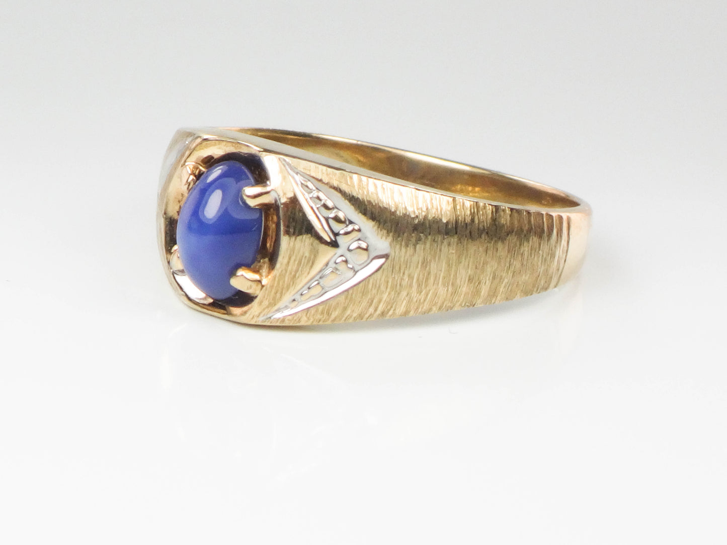 Vintage 10k Gold Star Sapphire Men's Ring, September Birthstone Size 10