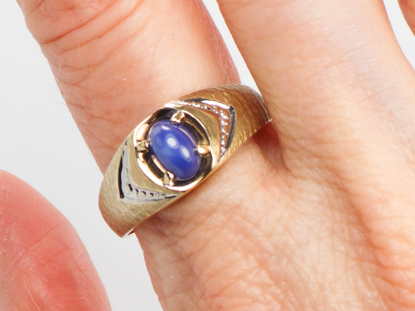 Vintage 10k Gold Star Sapphire Men's Ring, September Birthstone Size 10