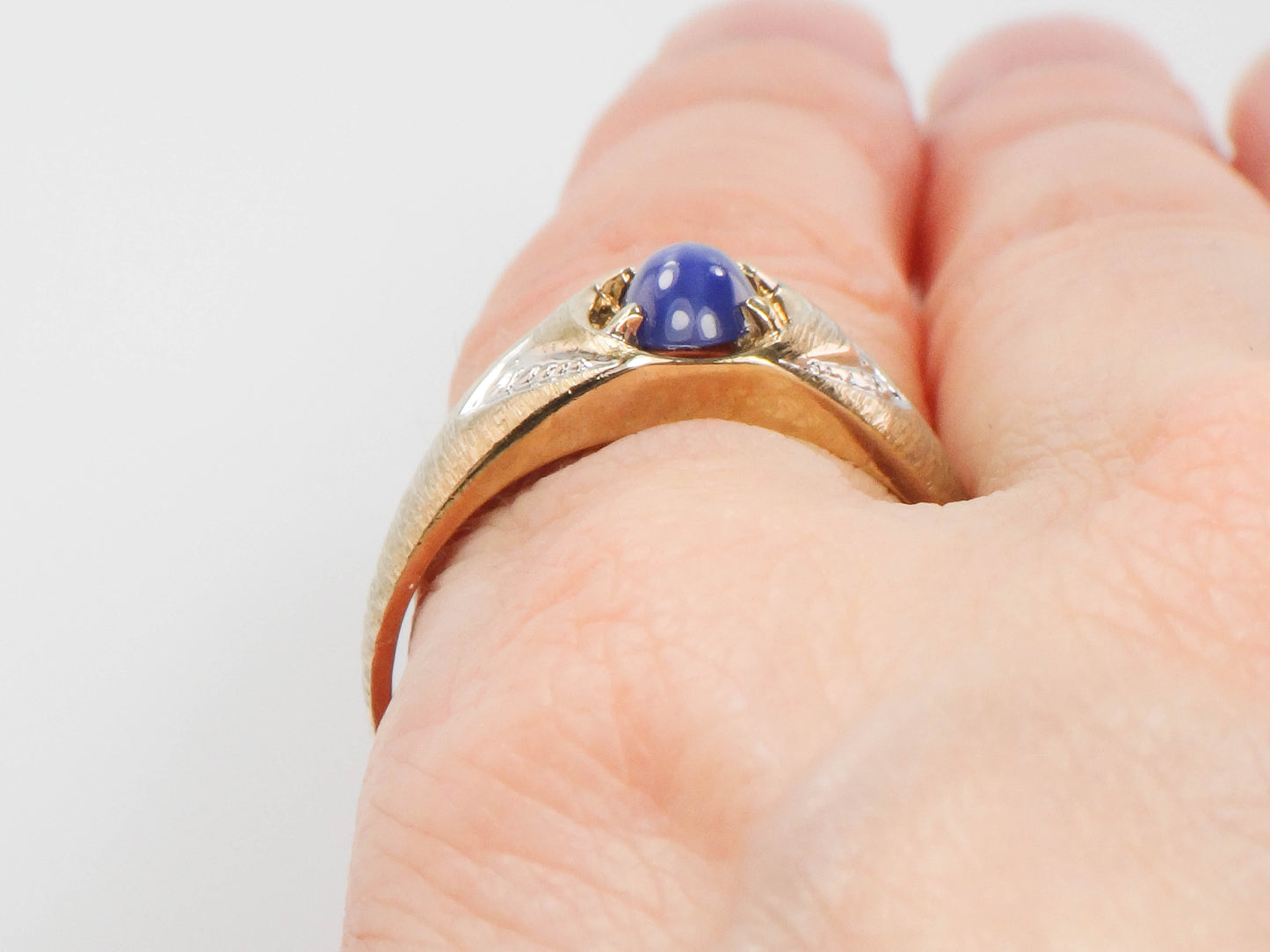 Vintage 10k Gold Star Sapphire Men's Ring, September Birthstone Size 10