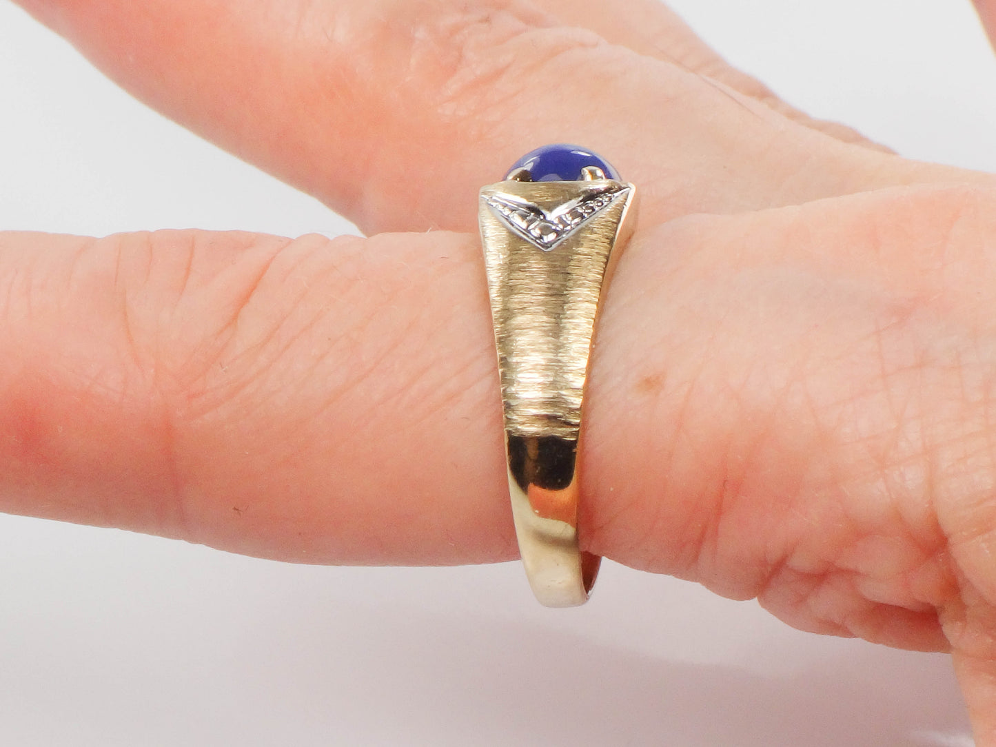 Vintage 10k Gold Star Sapphire Men's Ring, September Birthstone Size 10