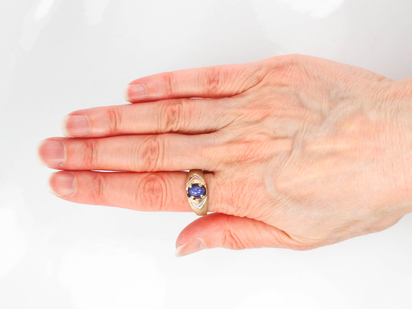 Vintage 10k Gold Star Sapphire Men's Ring, September Birthstone Size 10