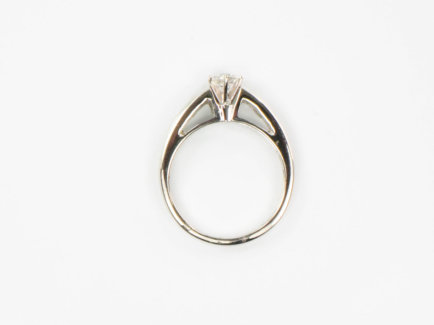 Vintage 14k White Gold Natural Round Diamond Engagement Ring with Baguettes, ~.85 Carats TDW