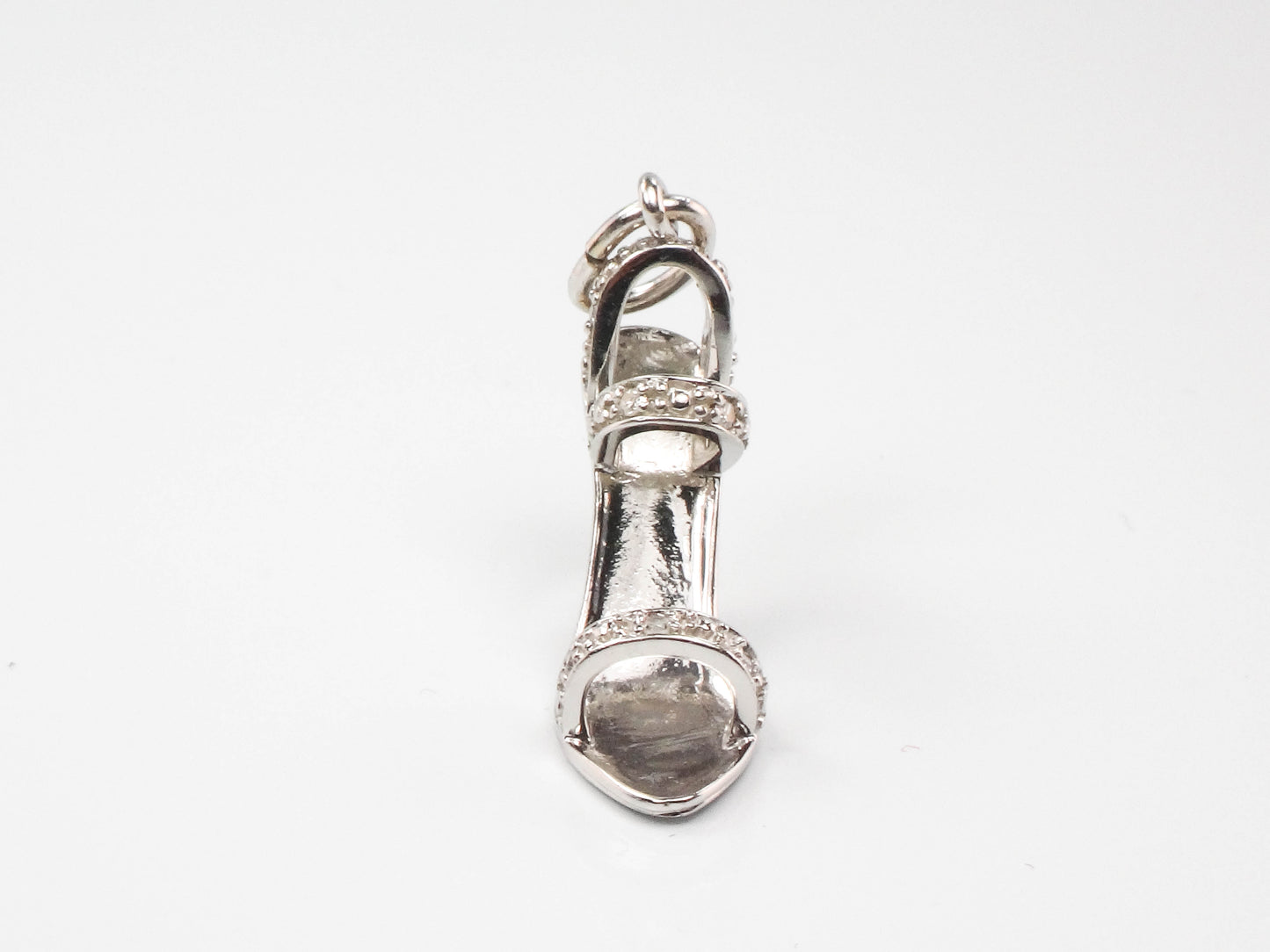 Vintage 10k White Gold Diamond High Heel Shoe Charm Pendant
