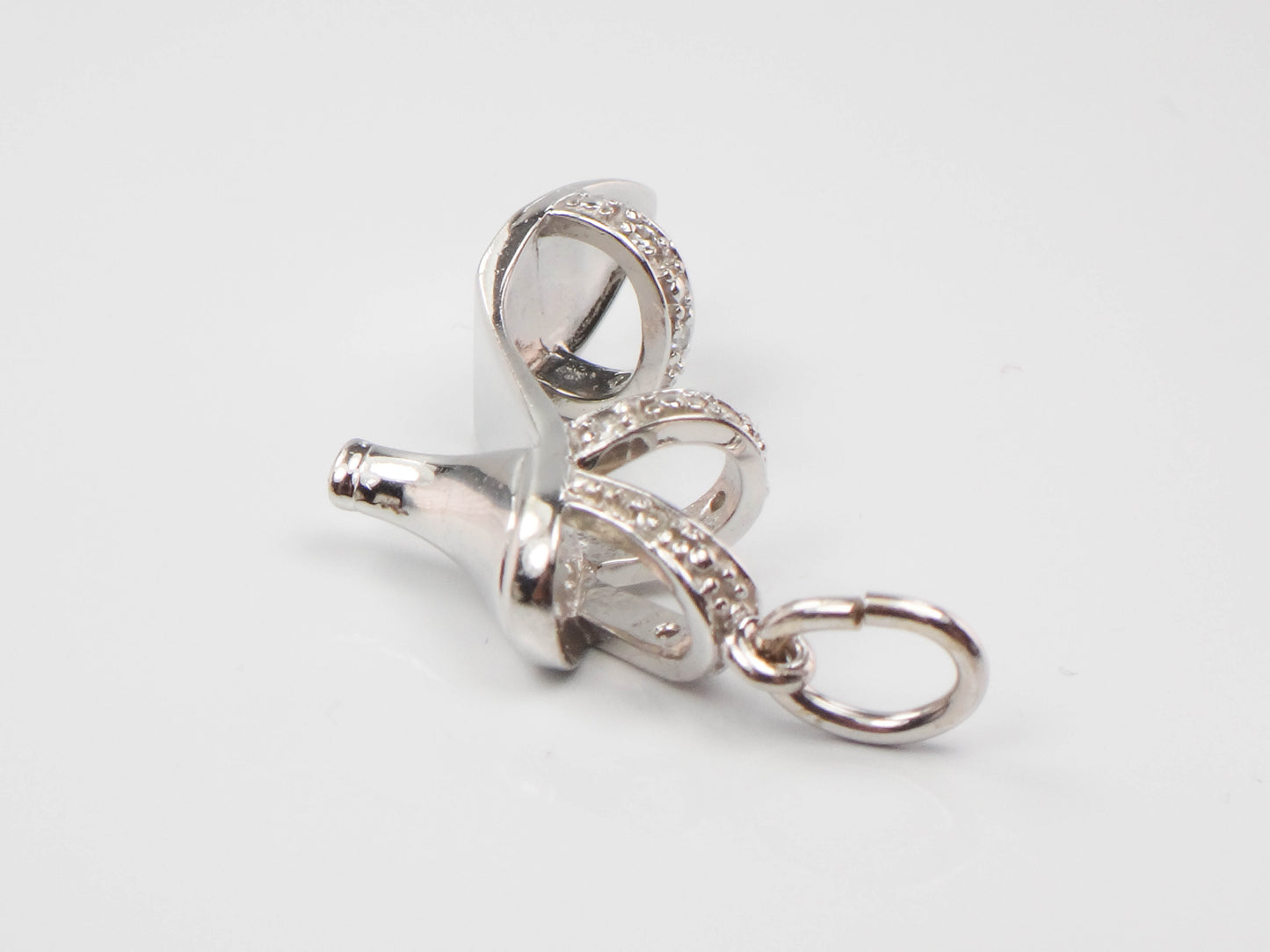 Vintage 10k White Gold Diamond High Heel Shoe Charm Pendant
