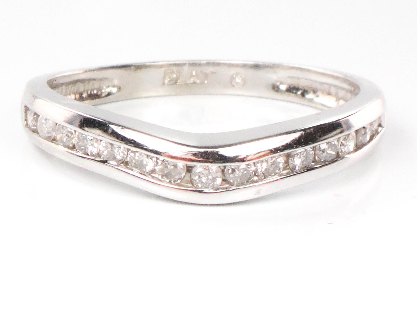 Vintage Platinum Natural Diamond Curved Wedding Band 
