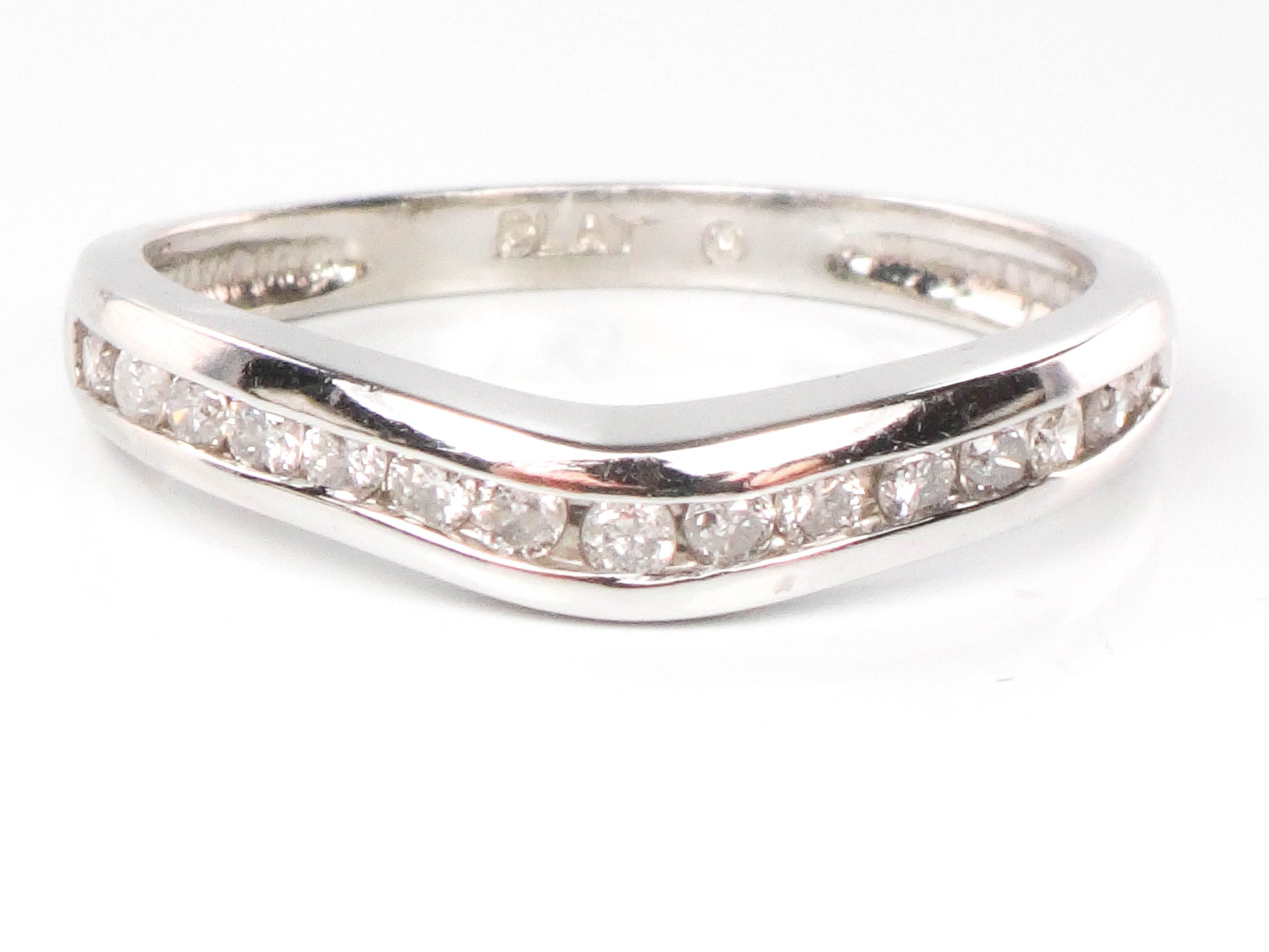 Vintage Platinum Natural Diamond Curved Wedding Band 