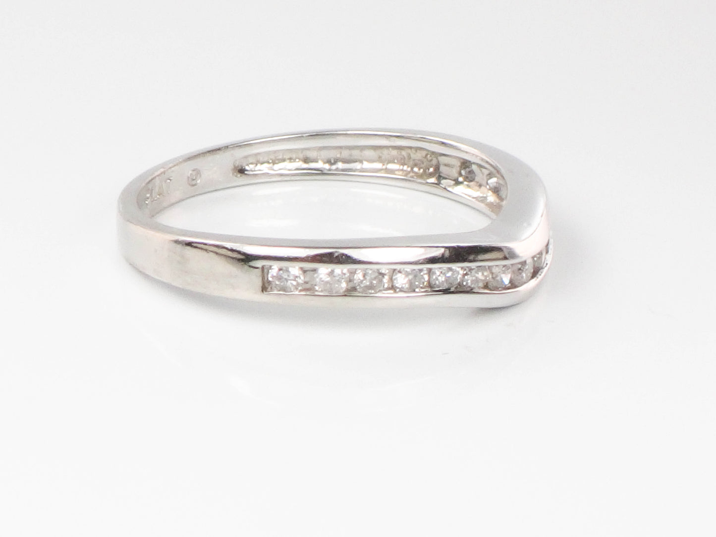 Vintage Platinum Natural Diamond Curved Wedding Band, Approximately 1/4 CT TDW, Size 6.75