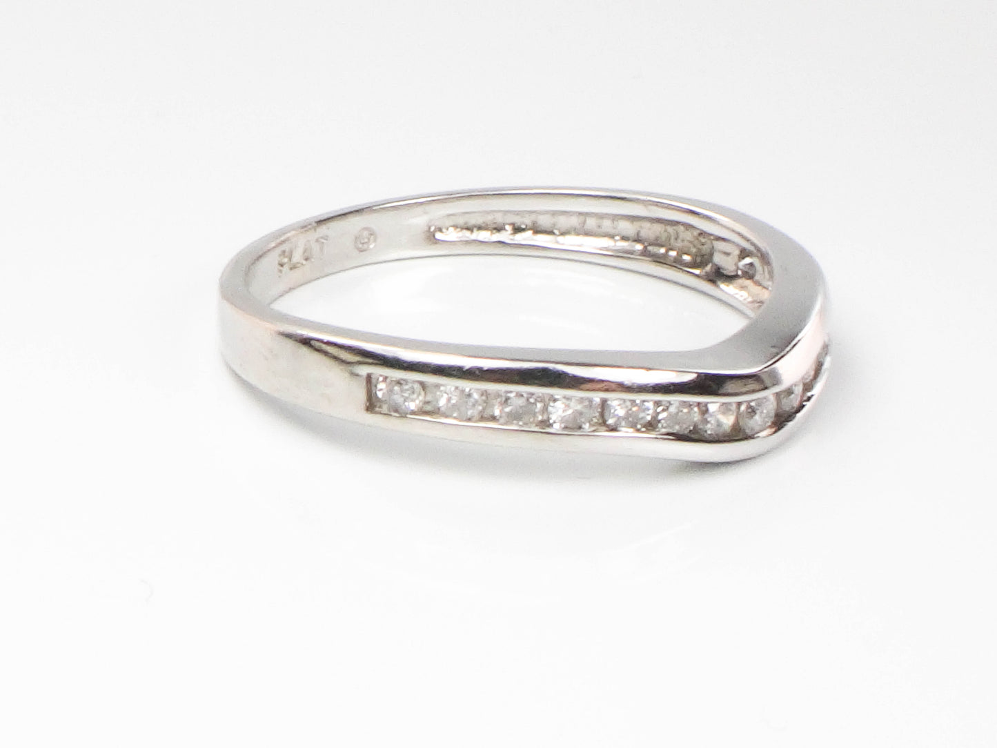 Vintage Platinum Natural Diamond Curved Wedding Band, Approximately 1/4 CT TDW, Size 6.75