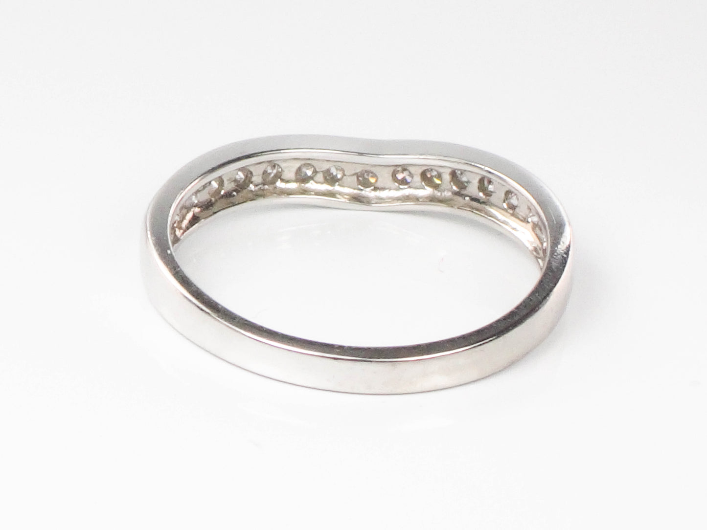 Vintage Platinum Natural Diamond Curved Wedding Band, Approximately 1/4 CT TDW, Size 6.75