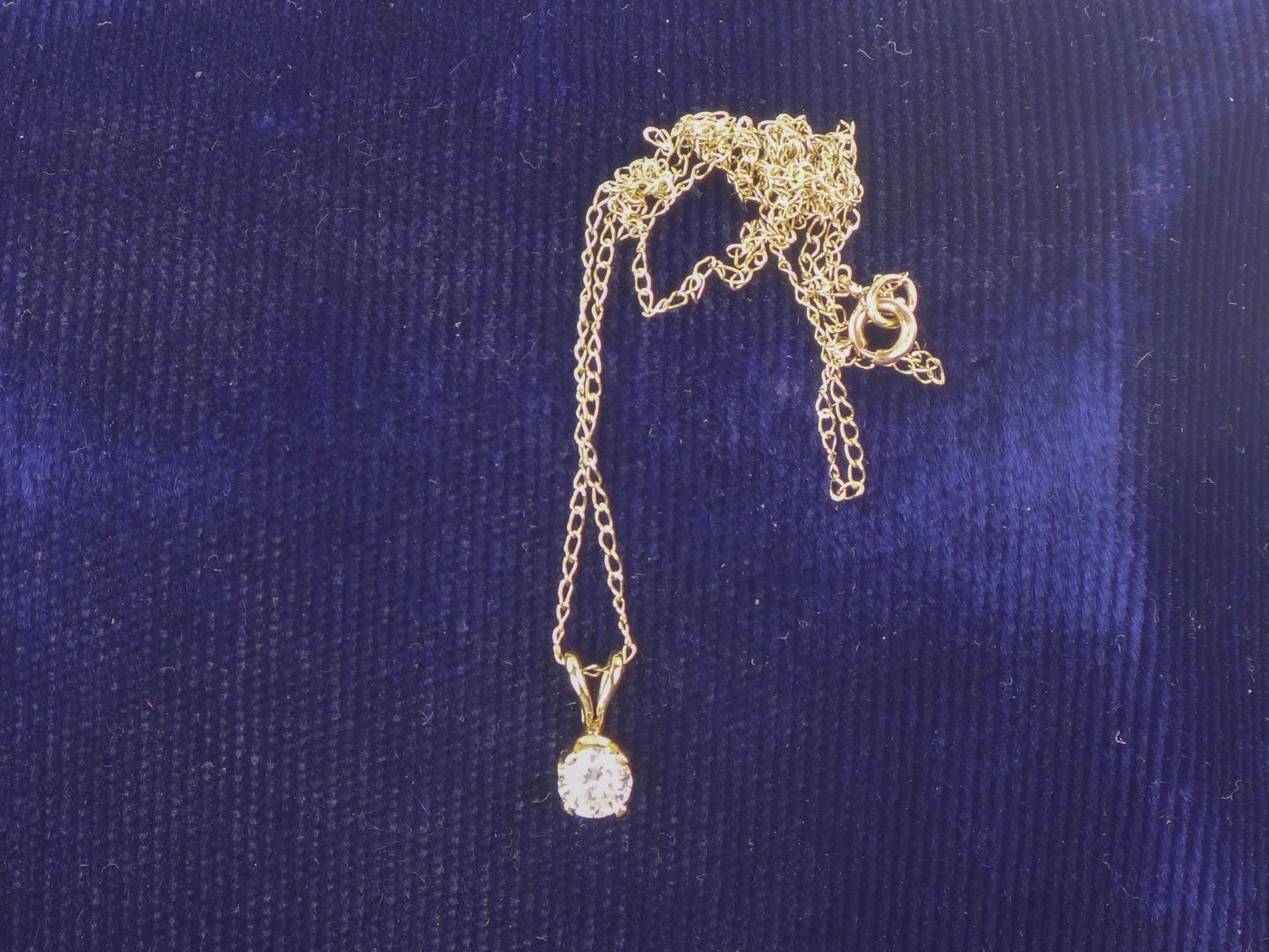 Vintage 14k Yellow Gold Round Natural Diamond Pendant Necklace, ~ .25 CTS, 17.5"