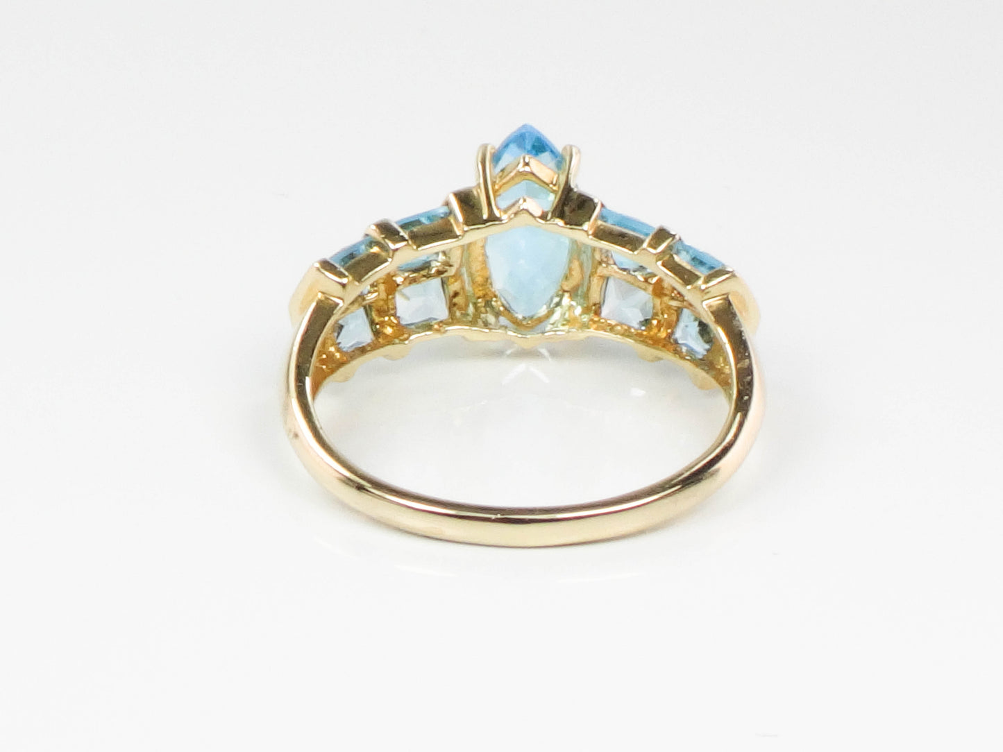 Vintage 14k Marquise Cut Blue Topaz Ring, December Birthstone Ring, Size 7.25