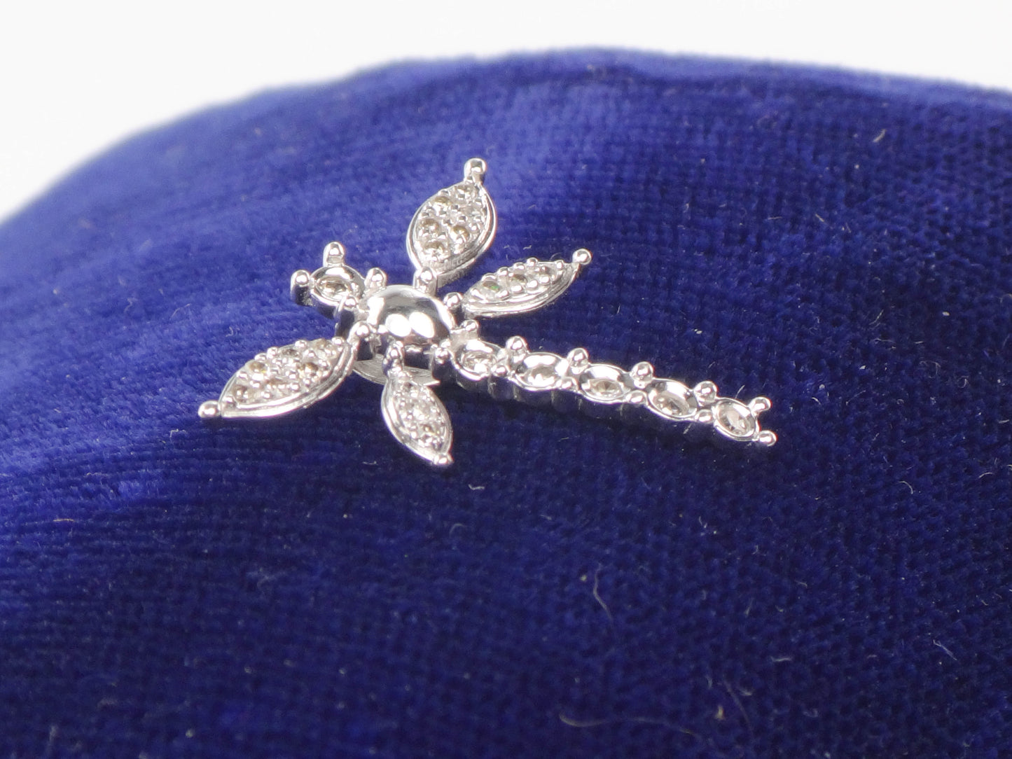 Pre-Owned 10k White Gold Diamond Dragonfly Pendant, Good Luck Pendant
