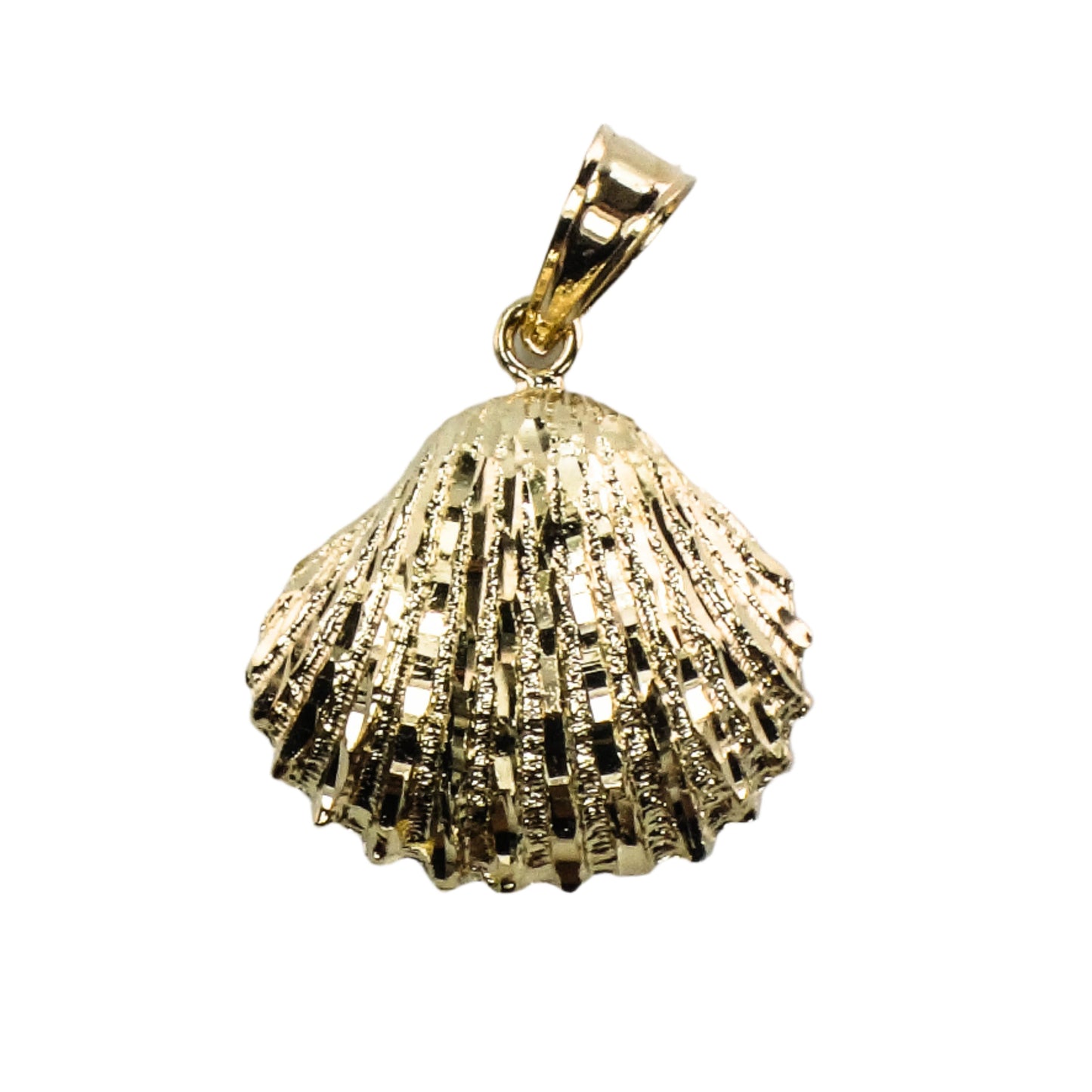 Solid 14k Yellow Gold Seashell Pendant