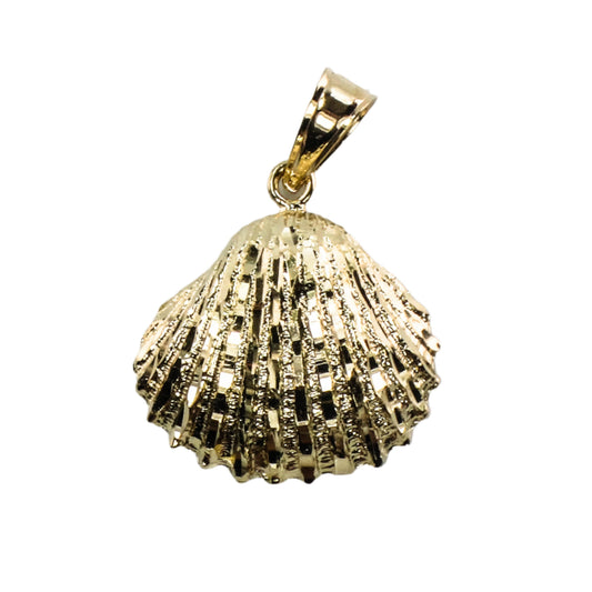Solid 14k Yellow Gold Seashell Pendant