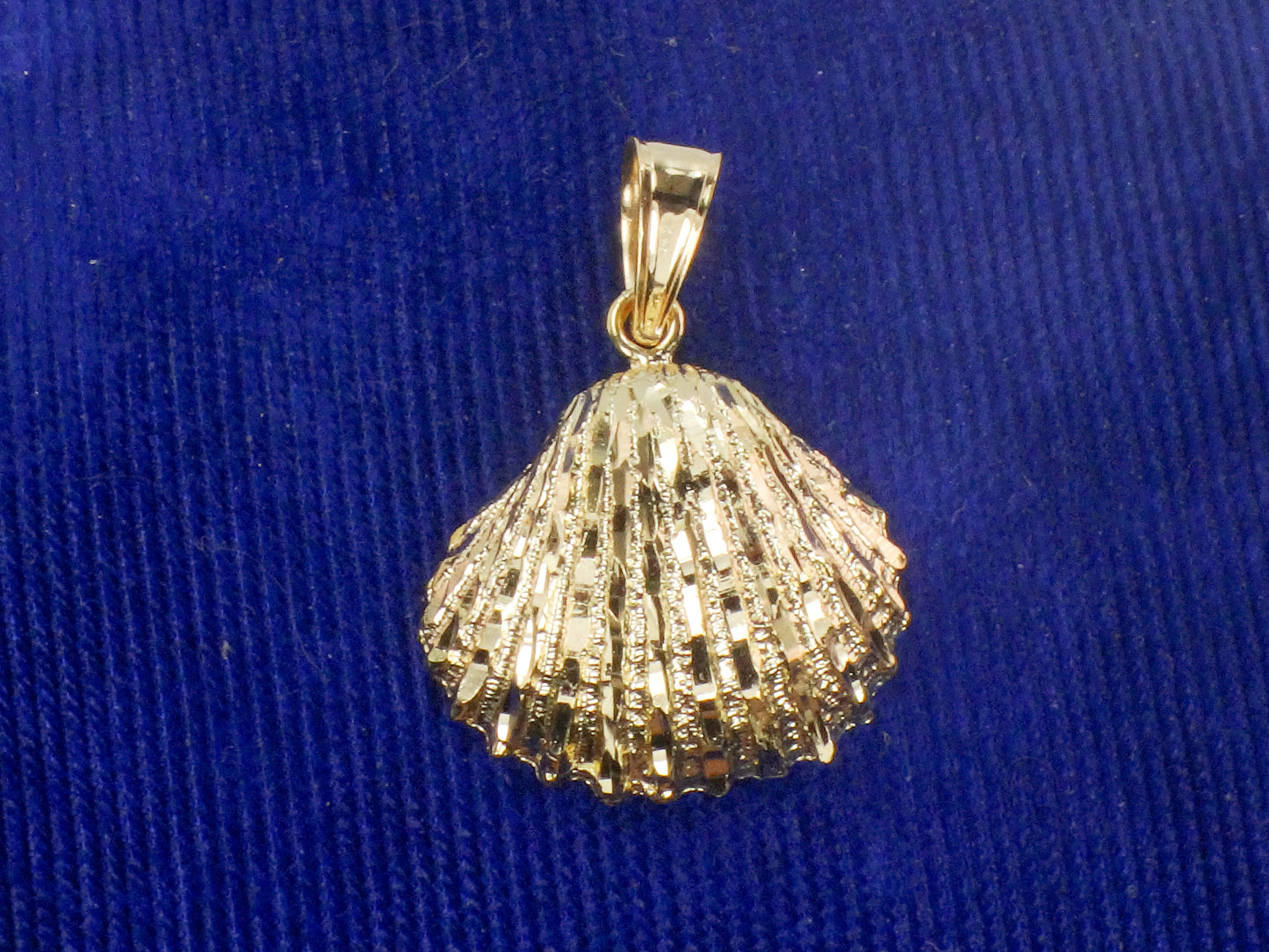 Solid 14k Yellow Gold Seashell Pendant
