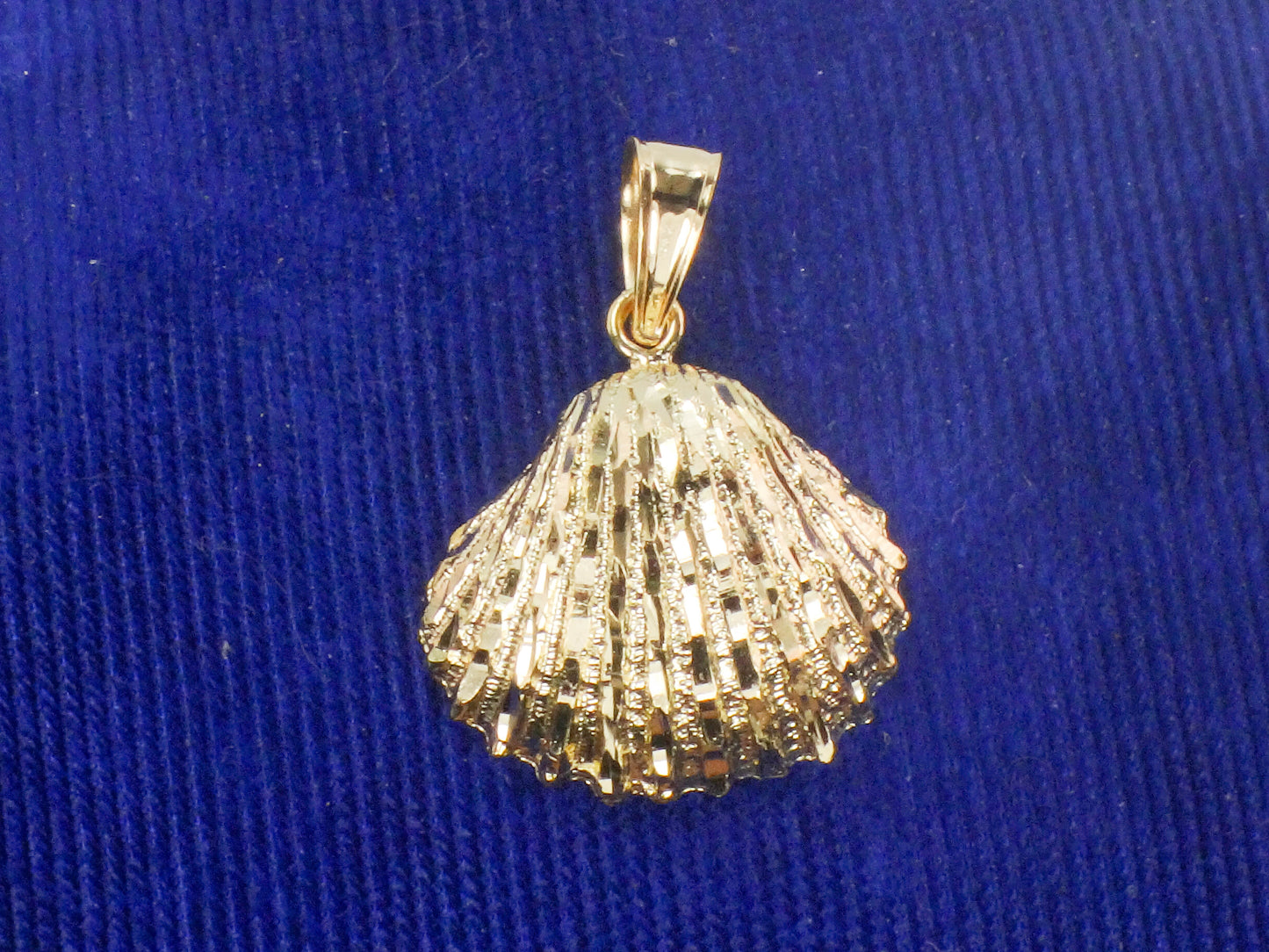 Solid 14k Yellow Gold Seashell Pendant