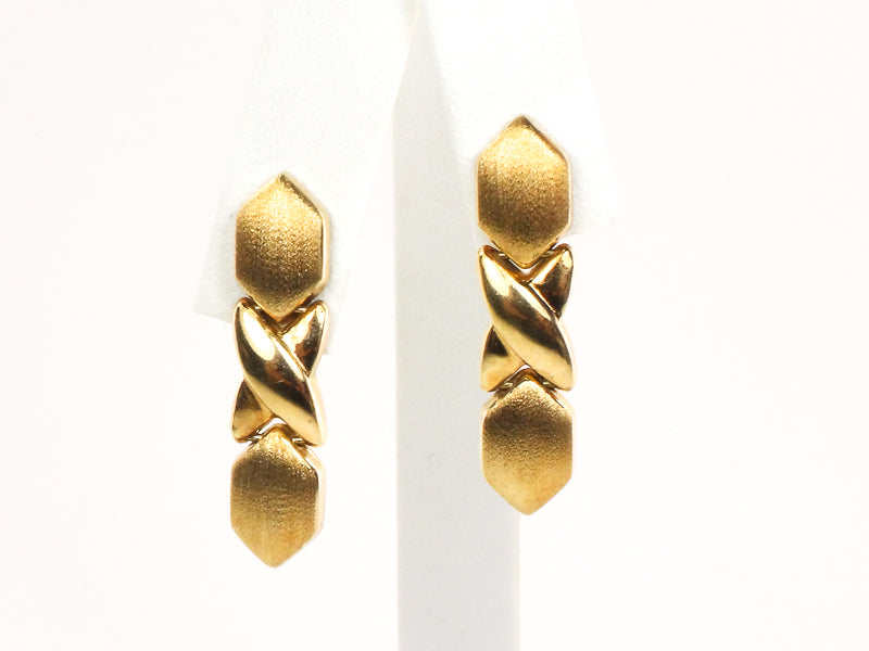 Vintage 14k Yellow Gold Love and Kisses X and O Dangle Earrings