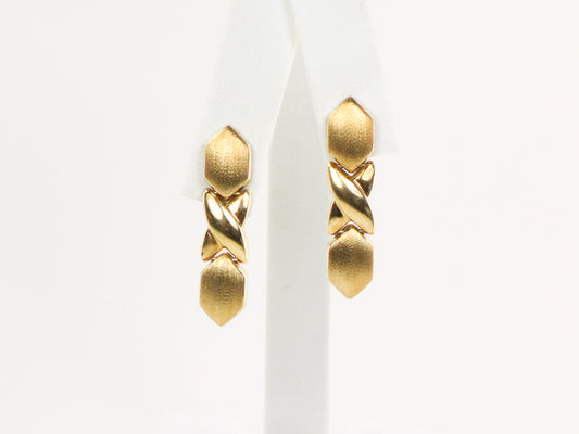 Vintage 14k Yellow Gold Love and Kisses X and O Dangle Earrings