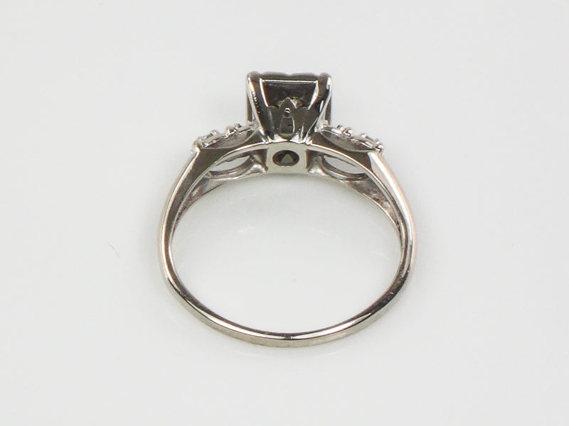Vintage 14k White Gold Round Diamond Engagement Ring: Circa 1950's, Size 5