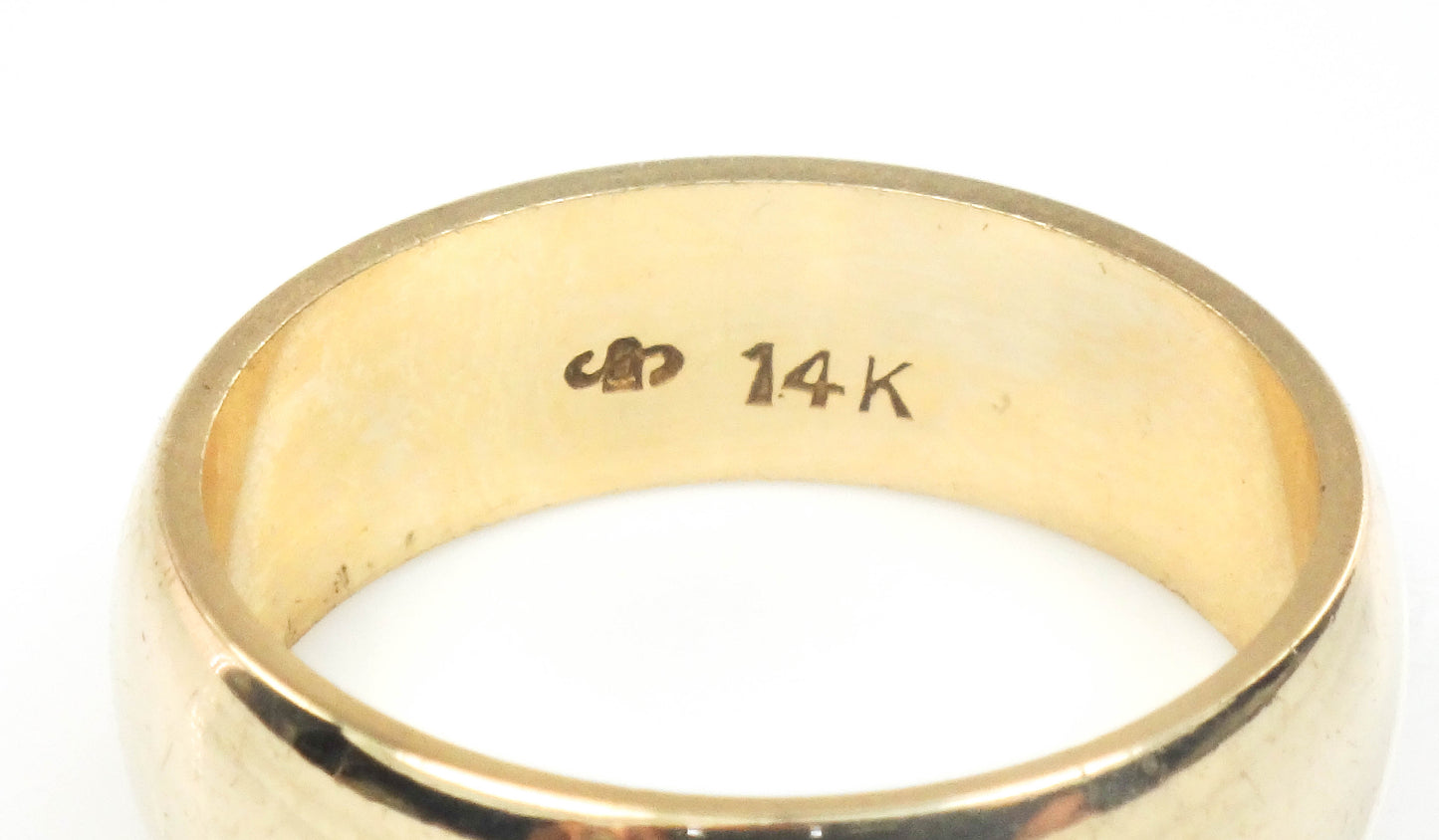 Vintage 14k Yellow Gold Plain Polished Wedding Band - 6.7 MM Wedding Ring - Size 7.5
