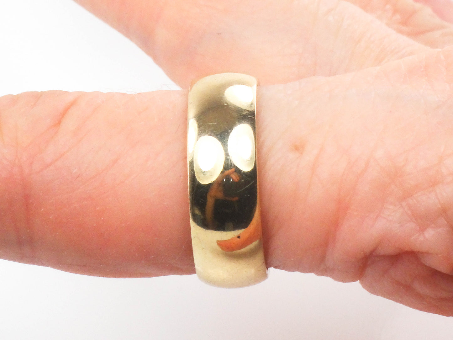 Vintage 14k Yellow Gold Plain Polished Wedding Band - 6.7 MM Wedding Ring - Size 7.5