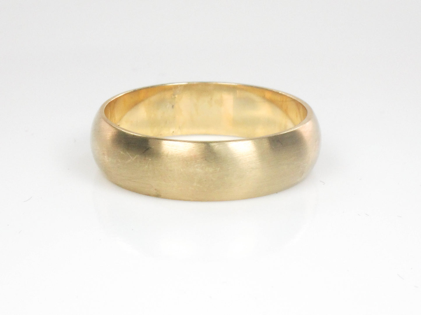 Estate 14k Yellow Gold Brushed Finish Wedding Band - 6 MM Wedding Ring - Size 10.75