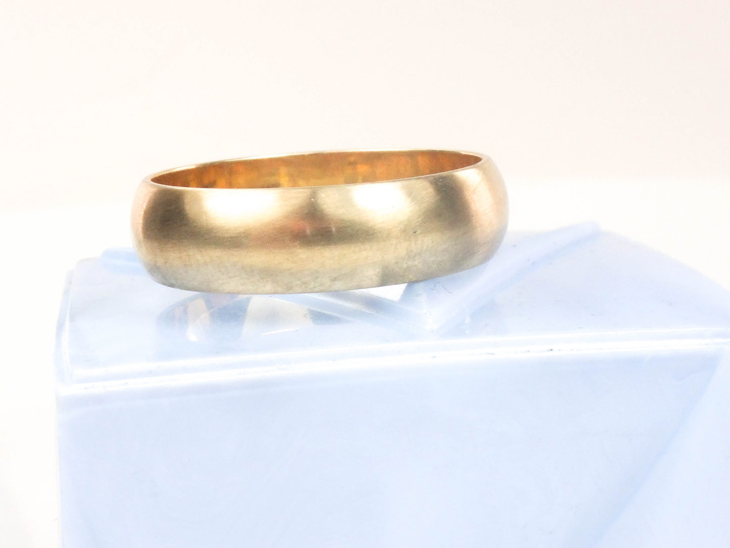 Estate 14k Yellow Gold Brushed Finish Wedding Band - 6 MM Wedding Ring - Size 10.75