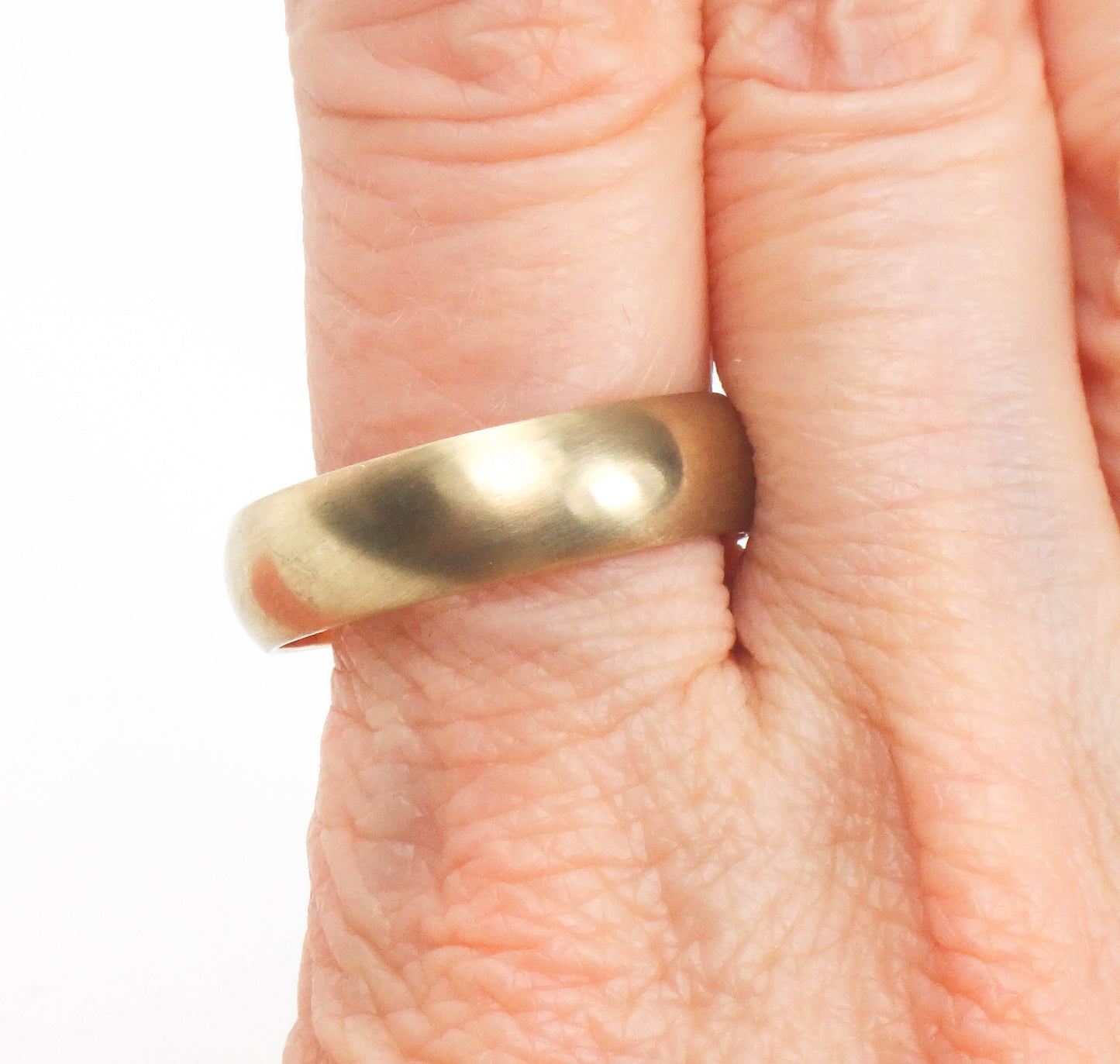Estate 14k Yellow Gold Brushed Finish Wedding Band - 6 MM Wedding Ring - Size 10.75
