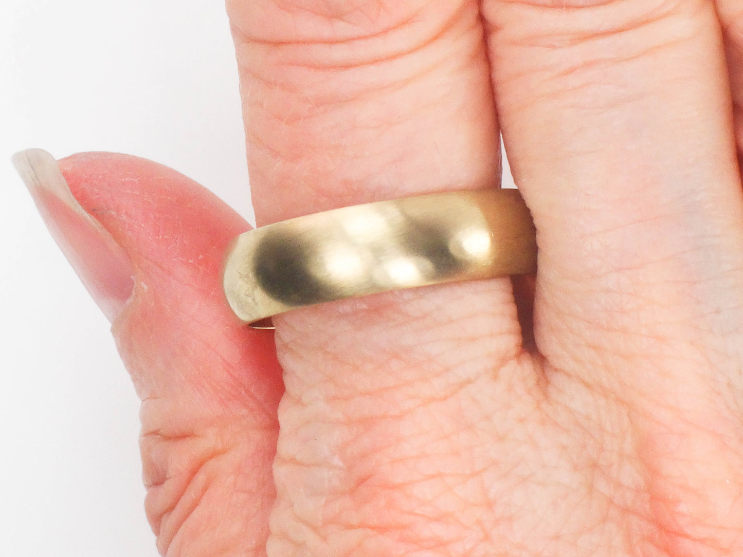 Estate 14k Yellow Gold Brushed Finish Wedding Band - 6 MM Wedding Ring - Size 10.75