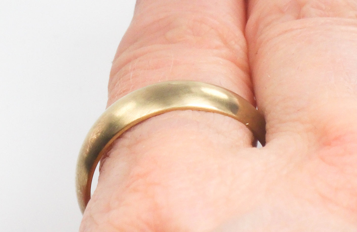 Estate 14k Yellow Gold Brushed Finish Wedding Band - 6 MM Wedding Ring - Size 10.75