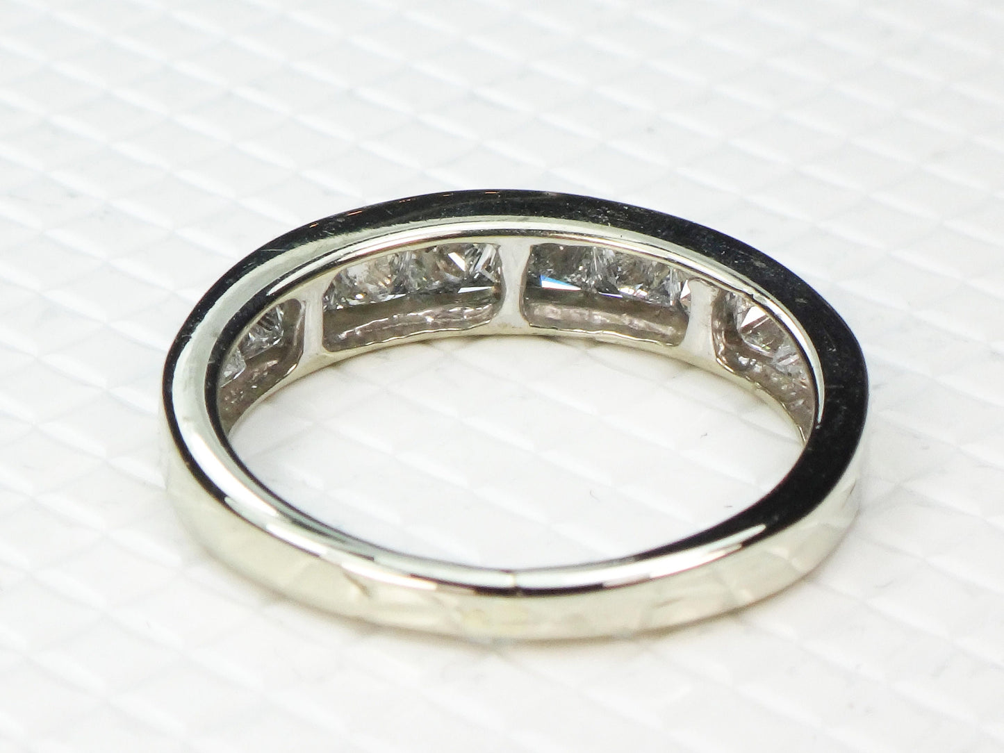 Vintage 14k White Gold Princess Cut Diamond Wedding Band Ring, 1.25 Carat, Size 6.5