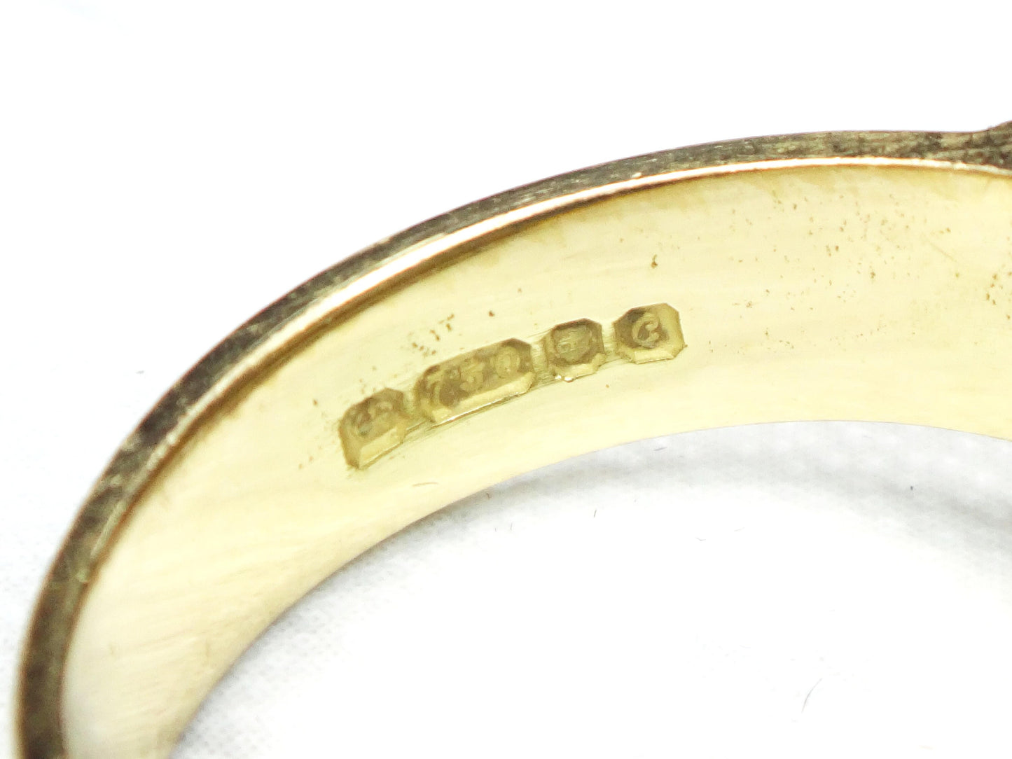 Vintage 18k Gold Diamond Buckle Ring: Red Enamel Wedding Band, Size 5.5