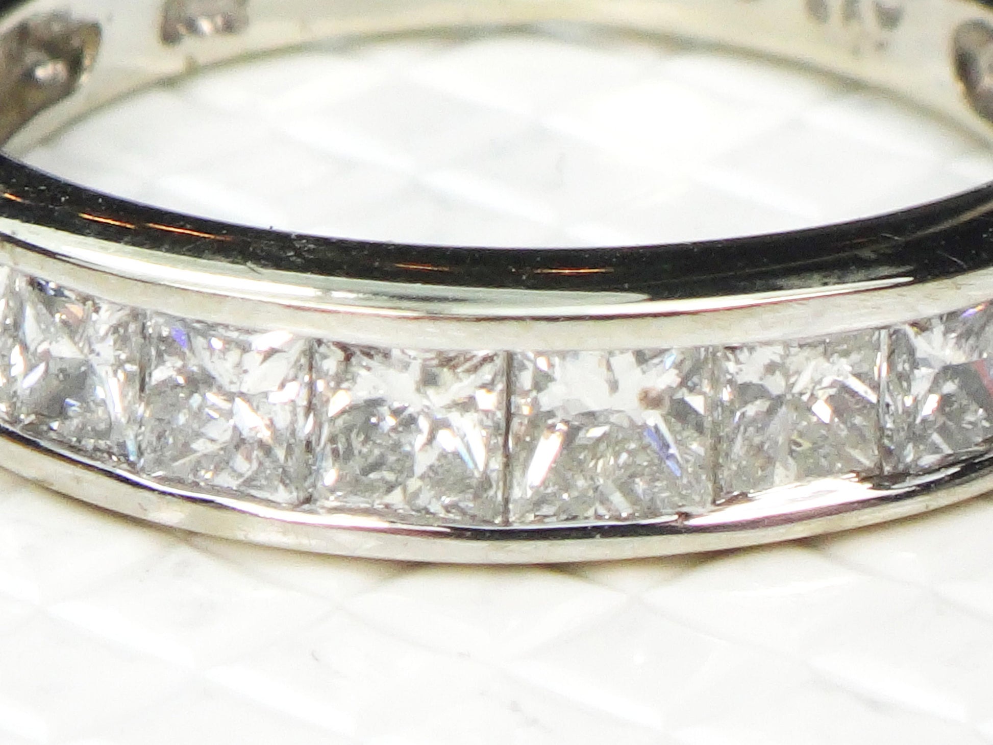Vintage 14k White Gold Princess Cut Diamond Wedding Band Ring, 1.25 Carat, Size 6.5