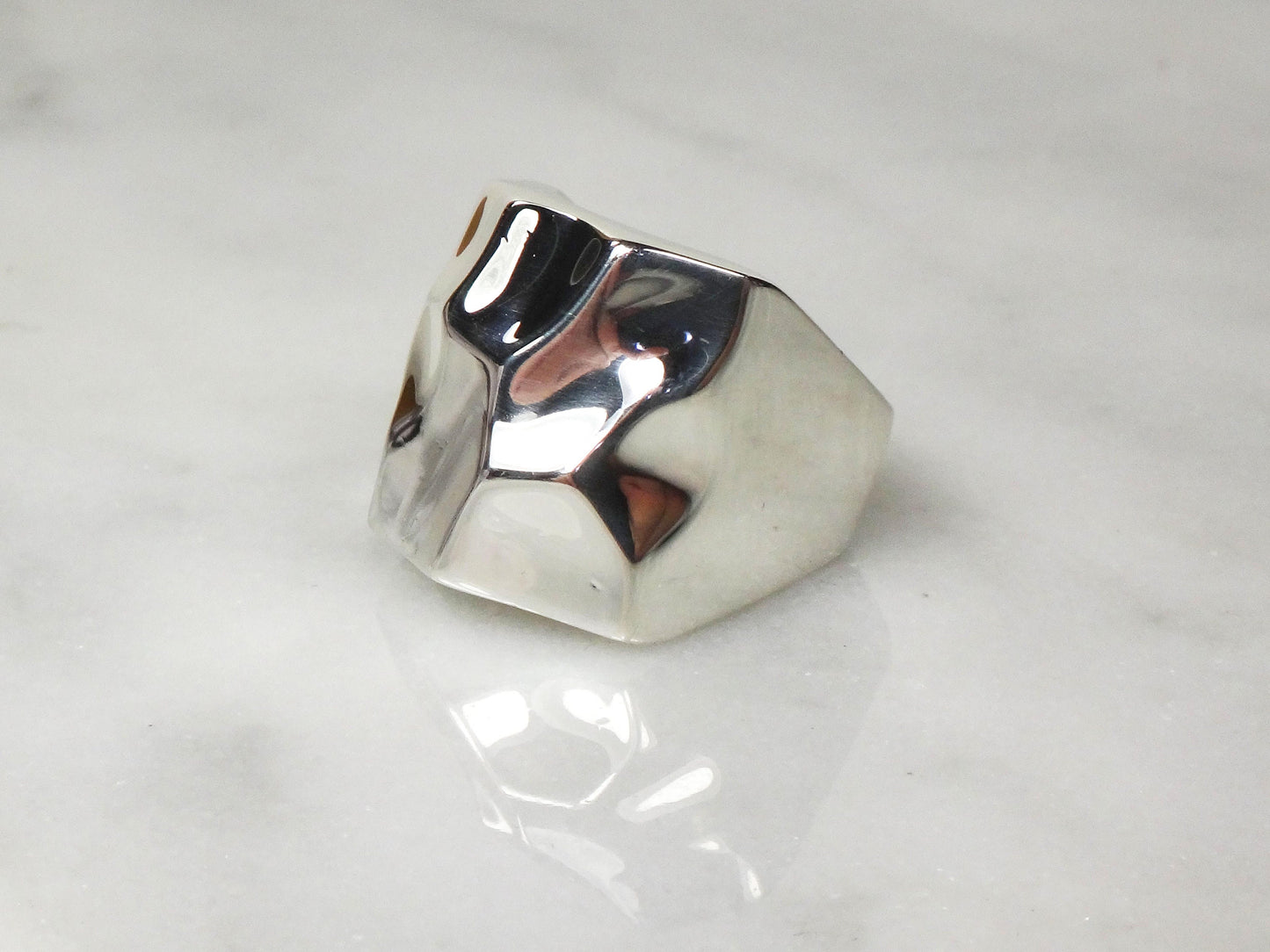 Vintage Hammered Sterling Silver Ring - Wide Band Statement Ring Size 6