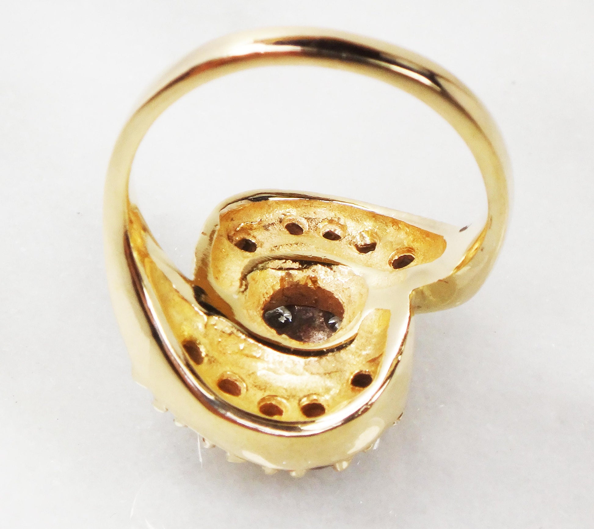 Vintage 14k Yellow Gold Diamond Cluster Ring: 1940s Floral Statement, .90 CT TDW
