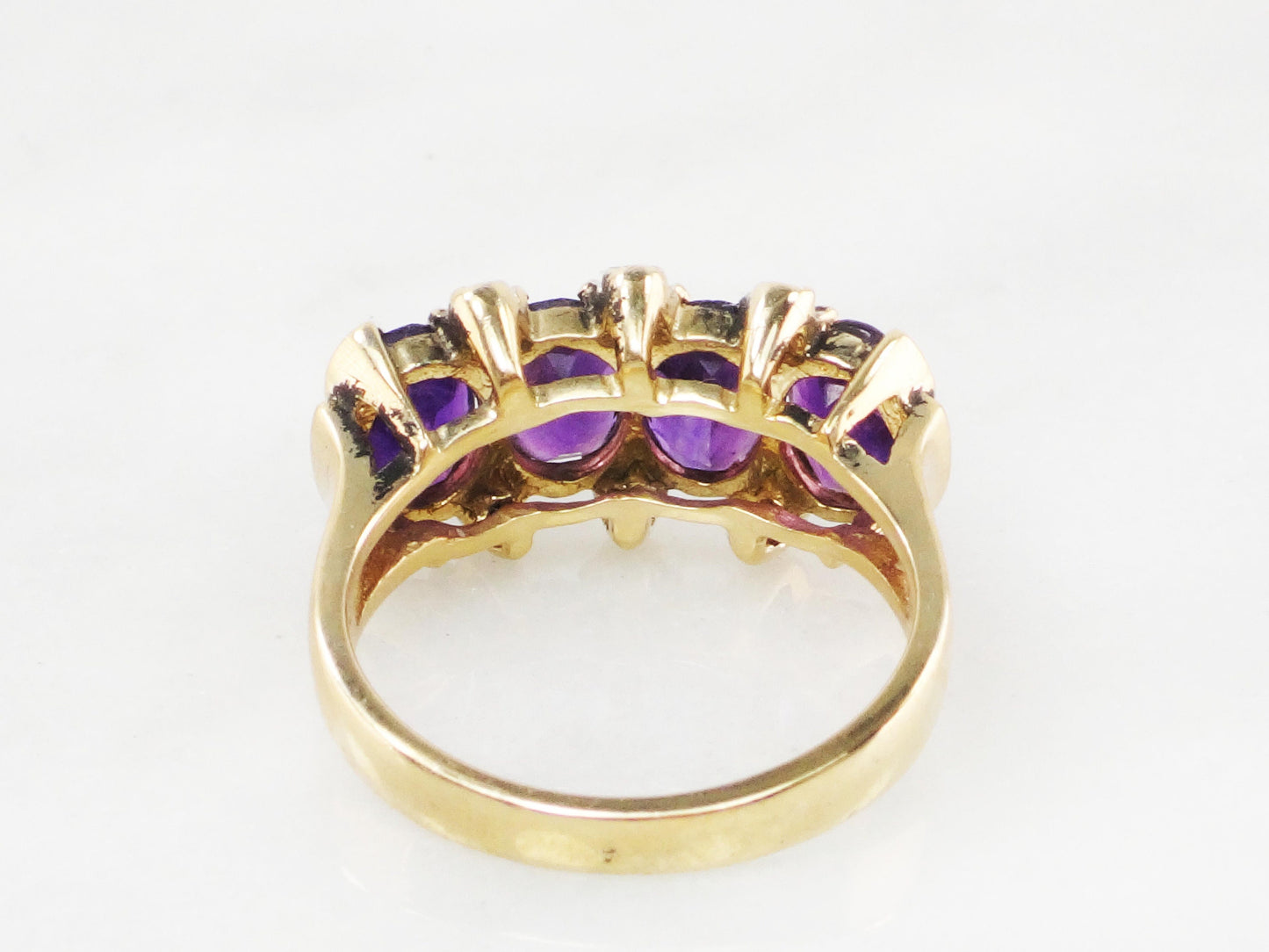 Vintage 10k Gold Iolite Diamond Ring: Purple Stone Band