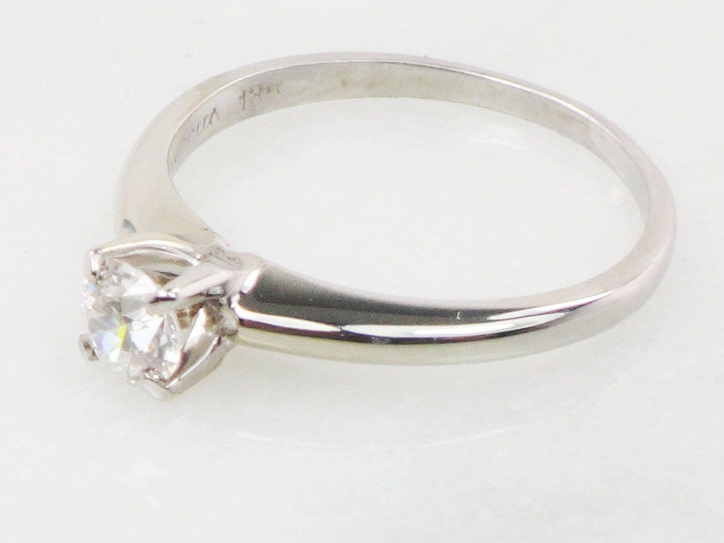 Vintage 18k Natural Diamond Engagement Ring White Gold Old European Cut Diamond Solitaire Engagement Ring Approx .35 Carats