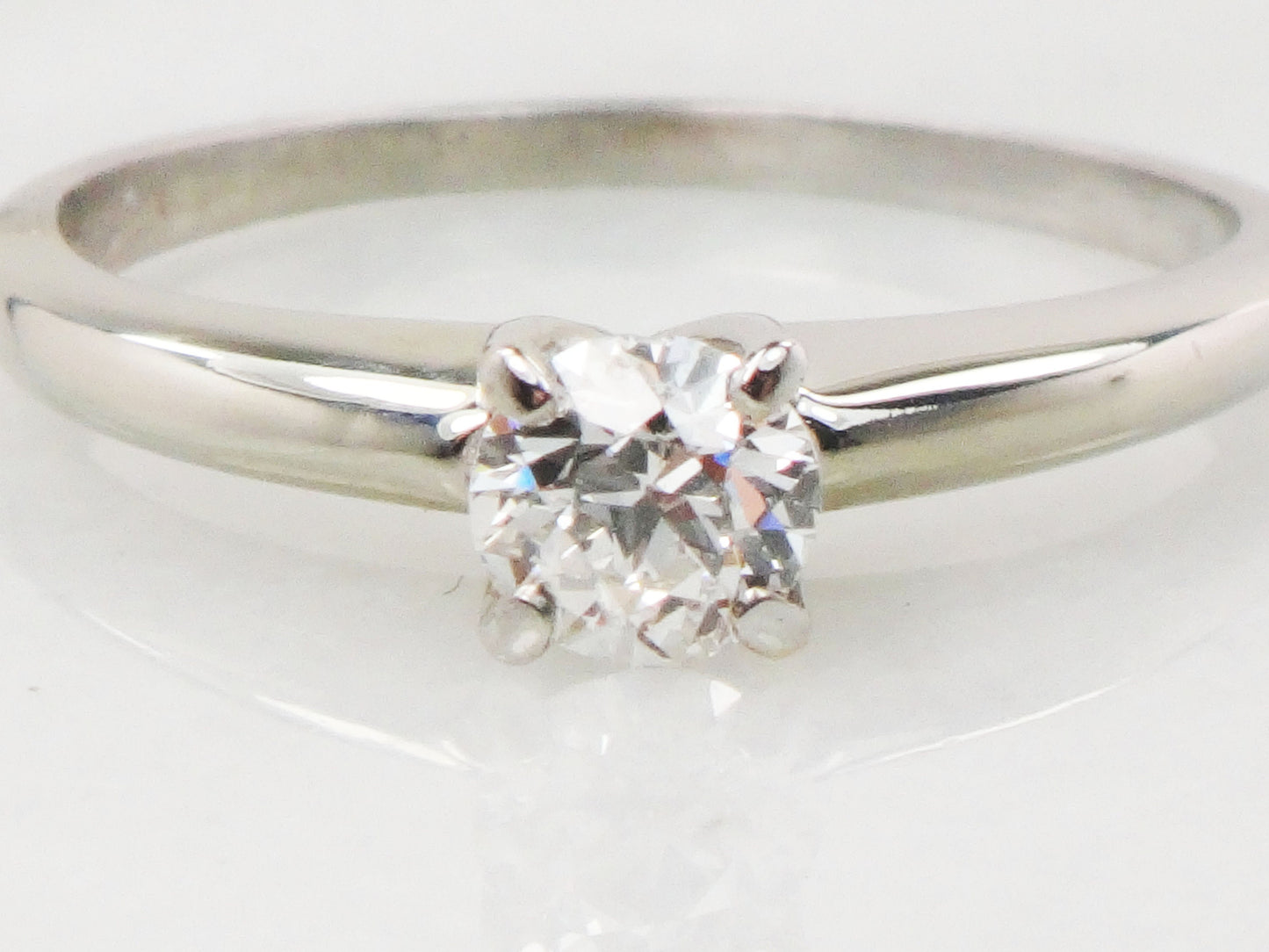 Vintage 18k Natural Diamond Engagement Ring White Gold Old European Cut Diamond Solitaire Engagement Ring Approx .35 Carats