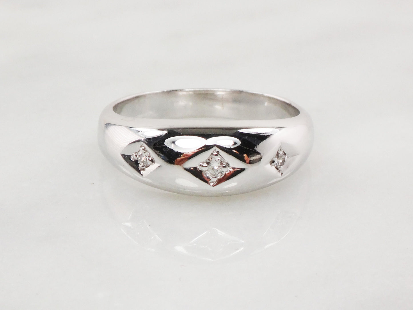 Vintage 14k White Gold Diamond Wedding Band - Size 11 1/4