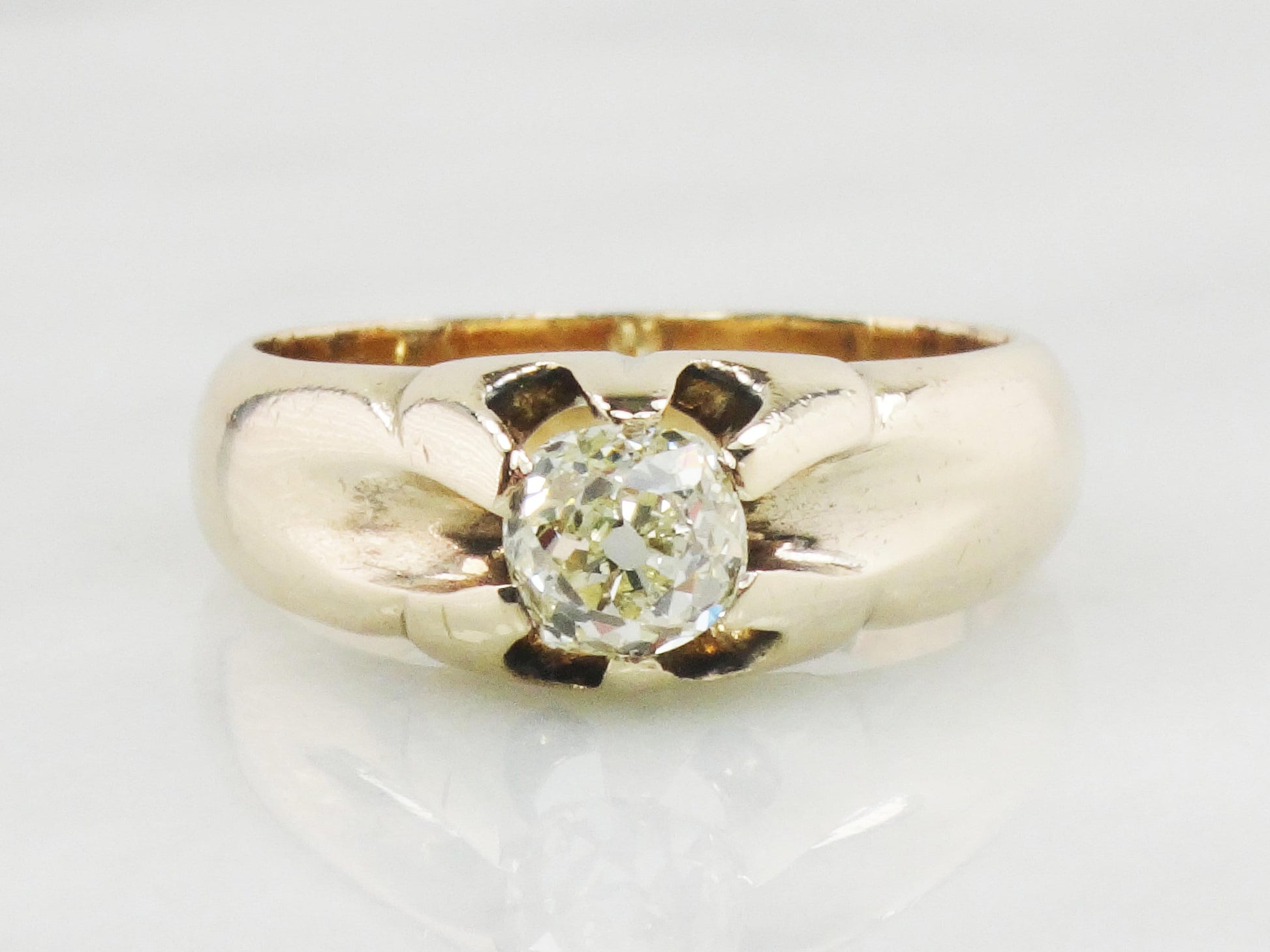 Vintage Diamond Engagement Ring Natural Old Mine Cut Diamond Ring .55 CT Antique Claw Set Diamond Solitaire Victorian Diamond Ring Belcher