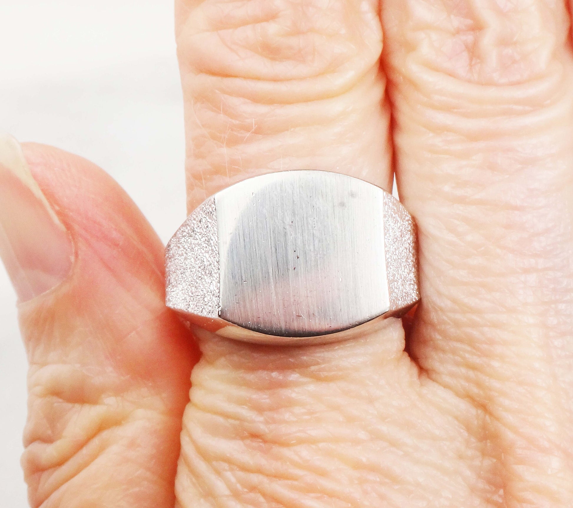 Vintage Sterling Silver Signet Ring ESPO Monogram Engravable Initial Ring - Size 9