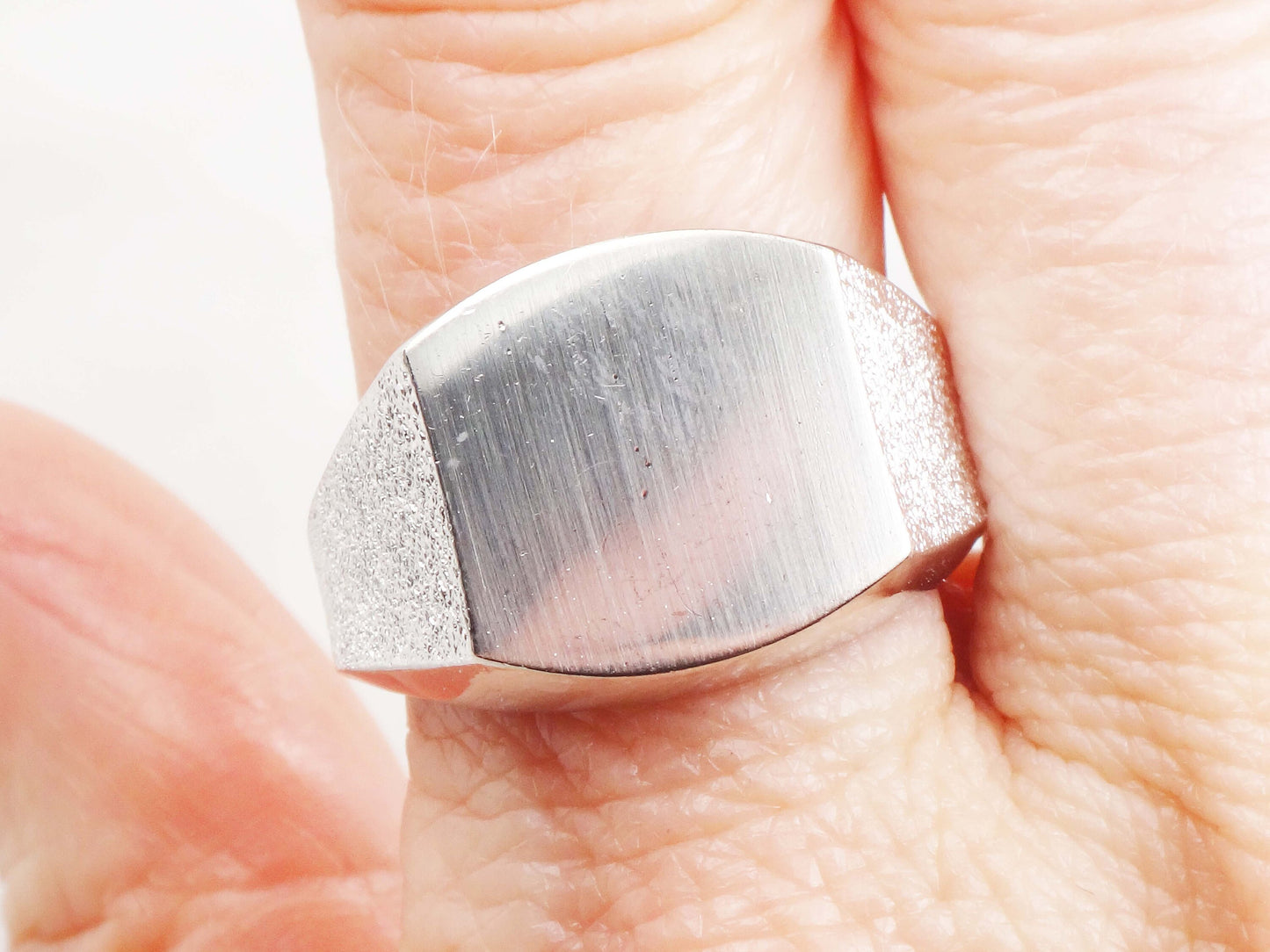 Vintage Sterling Silver Signet Ring ESPO Monogram Engravable Initial Ring - Size 9